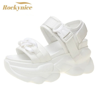 2024 Summer Wedges Sandals 9cm Ladies Beach Slippers High Heel Sandals