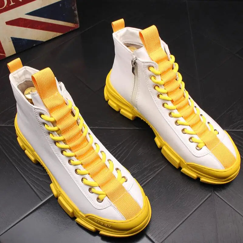 NEW Hip hops Men Breathable Sneakers Vulcanize Boots Male yellow black Mesh Casual boots Tenis Masculino Zapatos Hombre A32