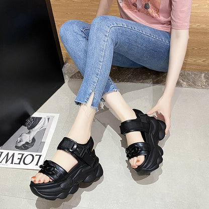 2024 Summer Wedges Sandals 9cm Ladies Beach Slippers High Heel Sandals