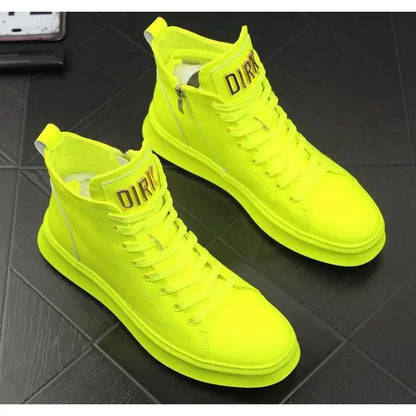 2024 New Men's High-Top Board Versatile Casual Leather Ankle Platform Hight Increasing Youth Boots