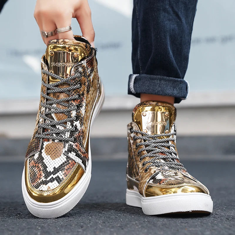 Fashion Golden Men's Sneakers 2023 New Skateboard Shoes High Top Casual Sneakers Men Hip-Hop Designer Shoes zapatillas de hombre