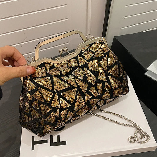 2023 Fashion Multicolor Sequins Evening Bag hasp Luxury Handbag Chain Women Shoulder Crossbody Bag Lady Wedding Party Clutch bag