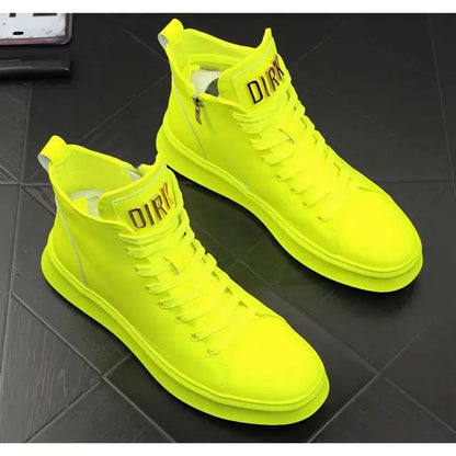 2024 New Men's High-Top Board Versatile Casual Leather Ankle Platform Hight Increasing Youth Boots