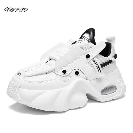 Chunky Sneaker Men Designer Sport Shoes Fashion Casual Microfiber Leather Fabric Breathable Height Increased Flat Platform Shoes