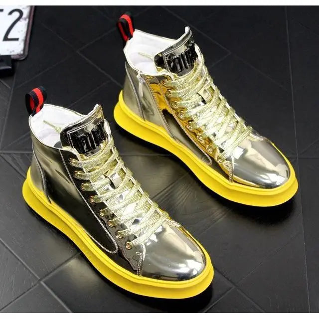 2024 New Men's High-Top Board Versatile Casual Leather Ankle Platform Hight Increasing Youth Boots