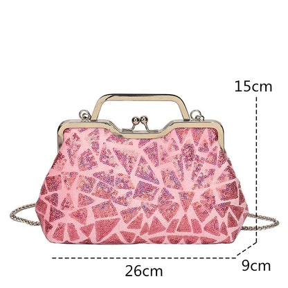 2023 Fashion Multicolor Sequins Evening Bag hasp Luxury Handbag Chain Women Shoulder Crossbody Bag Lady Wedding Party Clutch bag