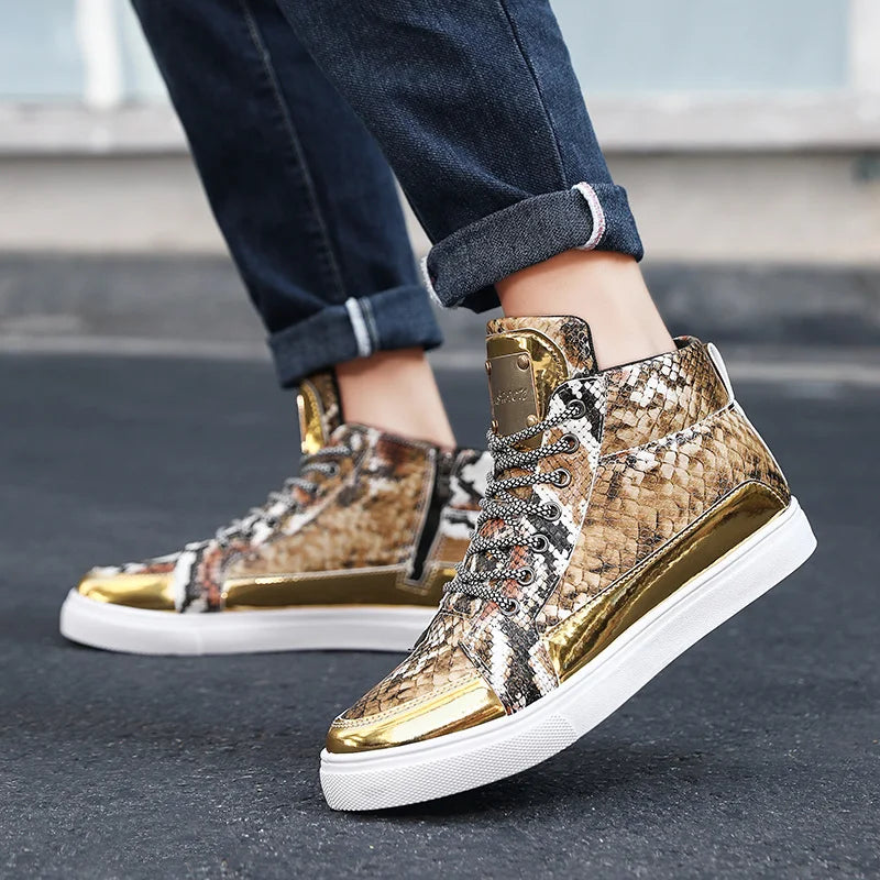 Fashion Golden Men's Sneakers 2023 New Skateboard Shoes High Top Casual Sneakers Men Hip-Hop Designer Shoes zapatillas de hombre