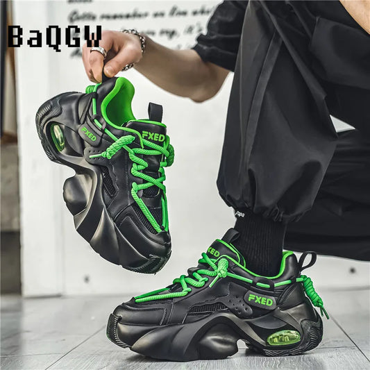 Men's Thick Bottom Casual Designer Chunky Sneakers High Top Trainers Men Fashion Platform Shoes Breathable Outdoor Sneakers