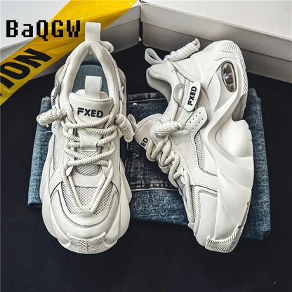 Men's Thick Bottom Casual Designer Chunky Sneakers High Top Trainers Men Fashion Platform Shoes Breathable Outdoor Sneakers