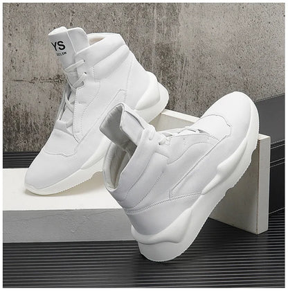 White High Top Shoes, Men's Casual Shoes, Anti Slip and Comfortable Sports Shoes, Personalized Thick Soled Running Shoes