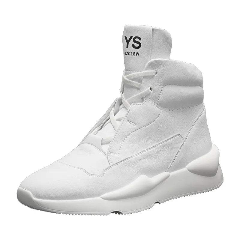 White High Top Shoes, Men's Casual Shoes, Anti Slip and Comfortable Sports Shoes, Personalized Thick Soled Running Shoes