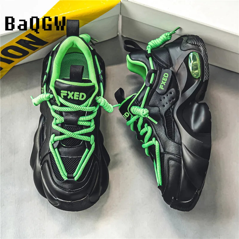 Men's Thick Bottom Casual Designer Chunky Sneakers High Top Trainers Men Fashion Platform Shoes Breathable Outdoor Sneakers