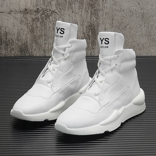 White High Top Shoes, Men's Casual Shoes, Anti Slip and Comfortable Sports Shoes, Personalized Thick Soled Running Shoes