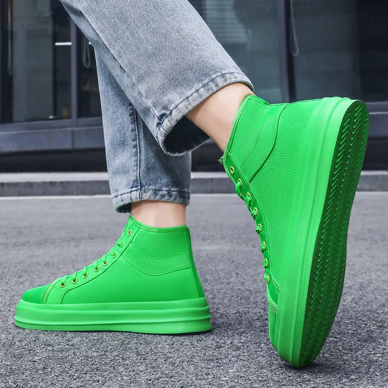 Fashion High Top Green Couple Casual Sneakers Chunky Lightweight Skateboard Shoes Men Plus Size 46 Canvas Men's Sport Shoes