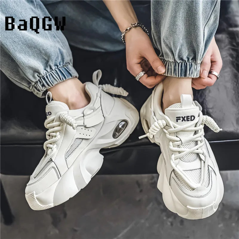 Men's Thick Bottom Casual Designer Chunky Sneakers High Top Trainers Men Fashion Platform Shoes Breathable Outdoor Sneakers