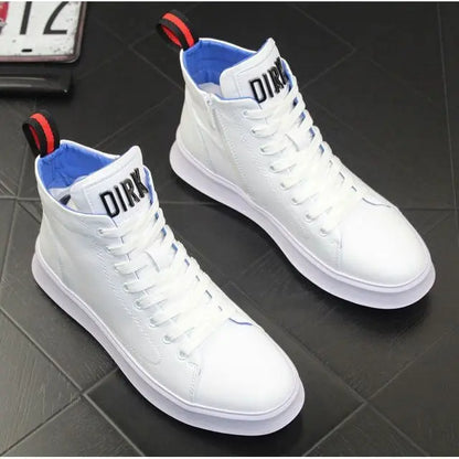 2024 New Men's High-Top Board Versatile Casual Leather Ankle Platform Hight Increasing Youth Boots