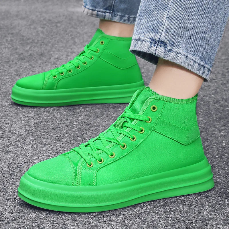 Fashion High Top Green Couple Casual Sneakers Chunky Lightweight Skateboard Shoes Men Plus Size 46 Canvas Men's Sport Shoes