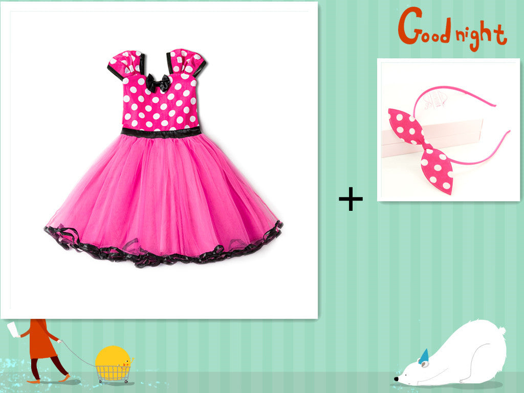 Sleeveless Vest Polka Dot Bow Princess Dress