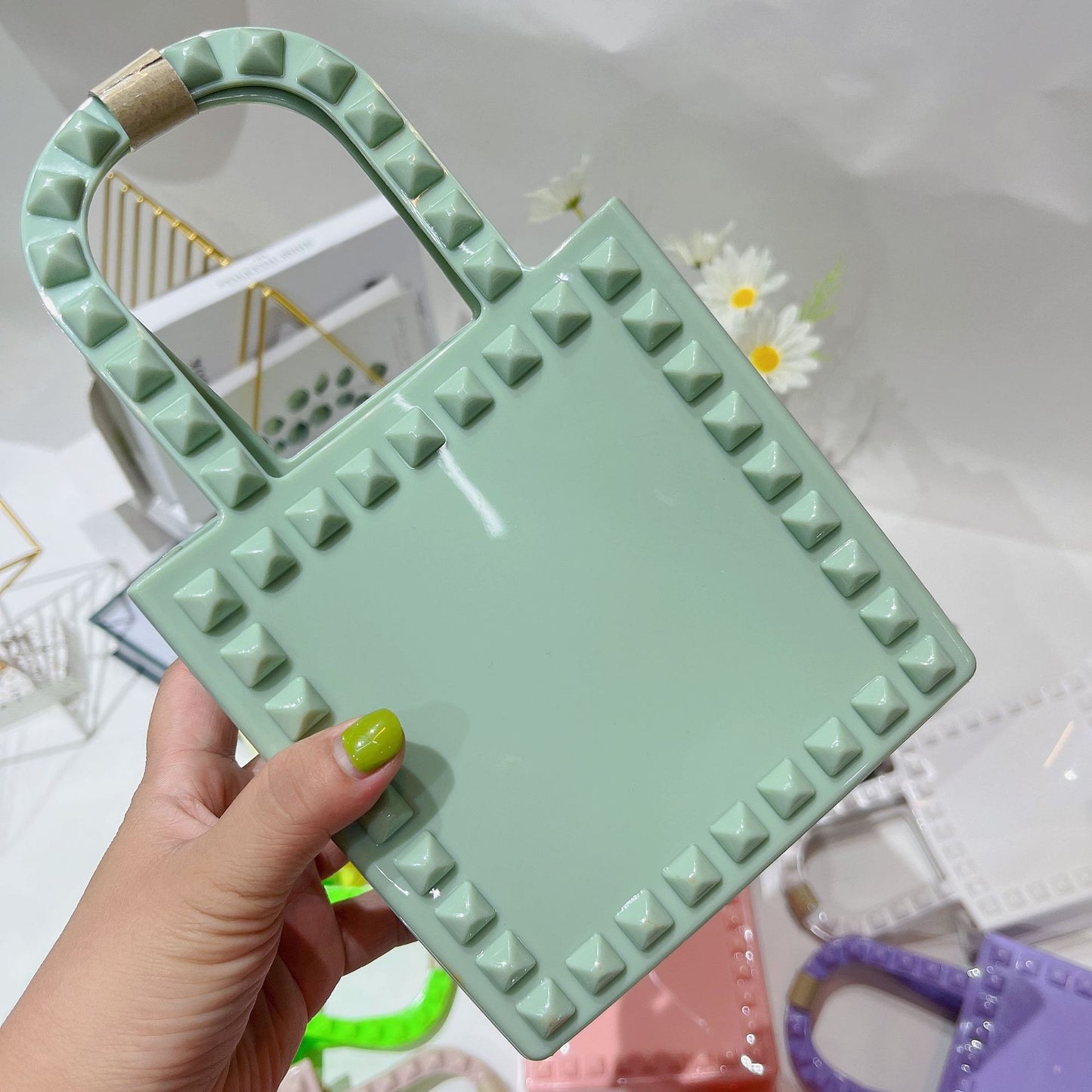 Fashion Small Rivet Square Bag One-shoulder Crossbody