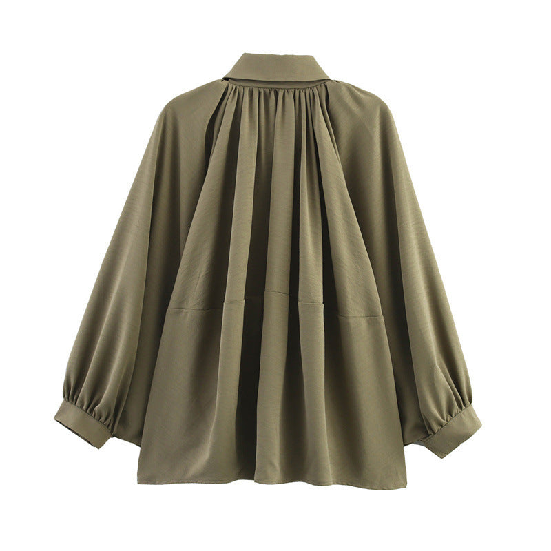 Pleated Puffy Bomber Jacket Shirt
