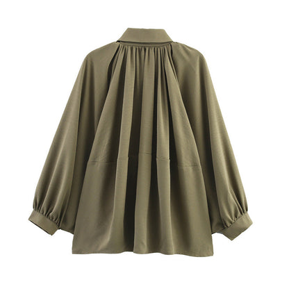 Pleated Puffy Bomber Jacket Shirt