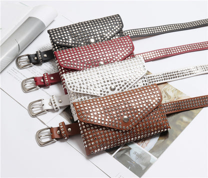 Women's Rivet Soft PU Leather Small Waist Bag