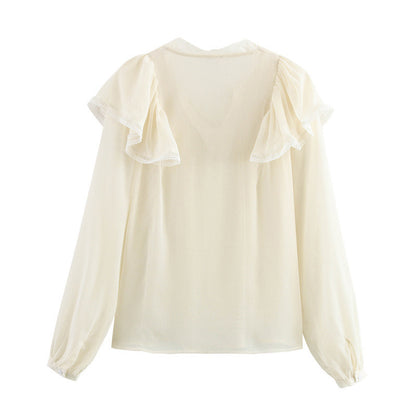 European And American Style Lace Laminated Decoration Shirt