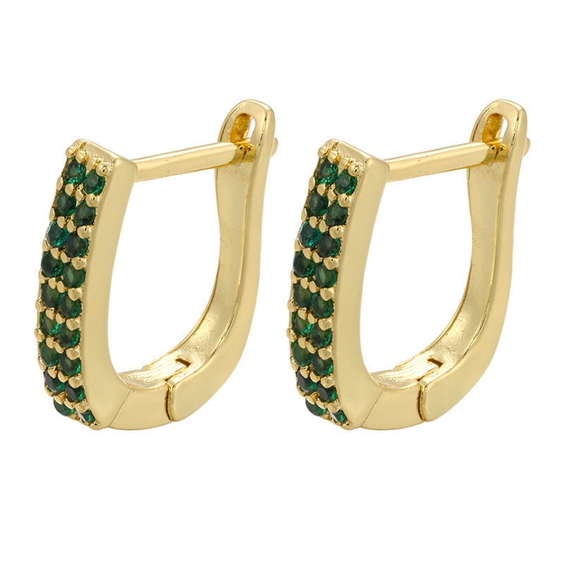 Micro-inlaid Colorful Crystals Ear Clip Horseshoe