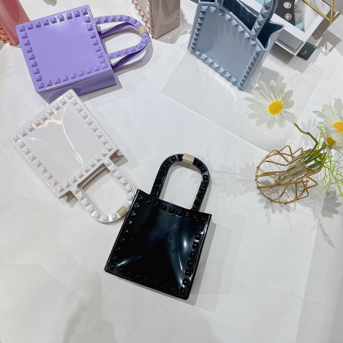 Fashion Small Rivet Square Bag One-shoulder Crossbody
