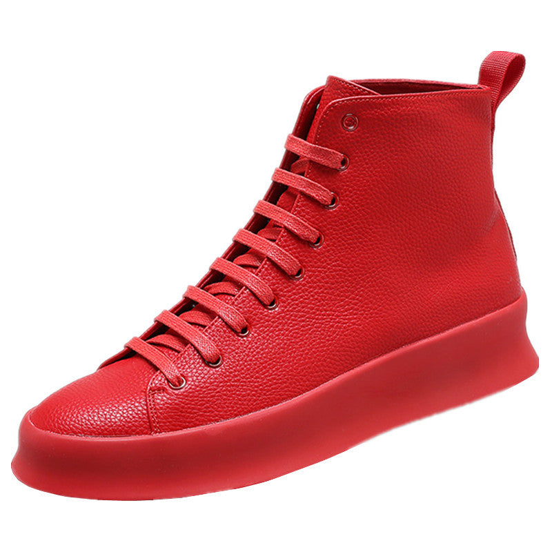 Men's Sports Solid Color Leather Sneakers