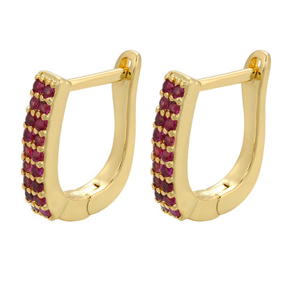 Micro-inlaid Colorful Crystals Ear Clip Horseshoe