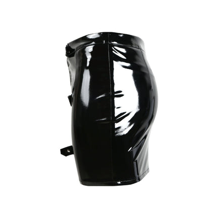 Female PU Leather Tight Fitting Hip Hugging Short Skirt