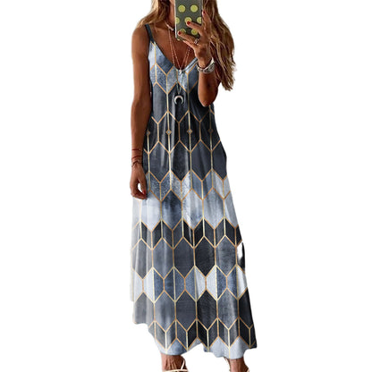 Summer Casual Printed Camisole Long Dress