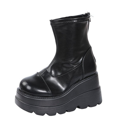 New Women's Shoes European And American Foreign Trade Plus Size Wedge Platform Zipper Martin Boots