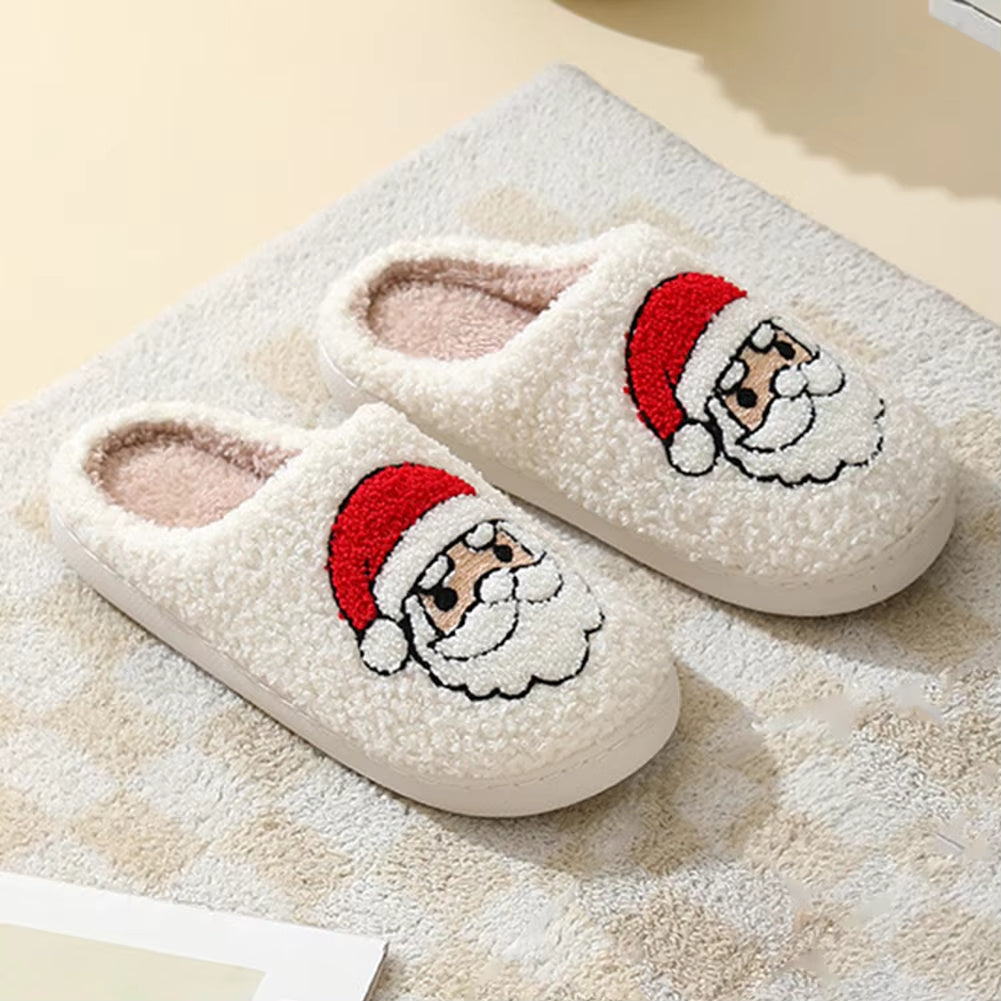 Christmas Slippers Reindeer Slippers For Women And Men Holiday Halloween Slippers Indoor Bedroom Fluffy Warm Fleece Slippers Winter Soft Cozy Home Non-Slip Soft Plush Slip-on Wool Lined House Shoes