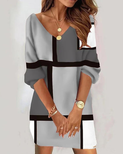Lace V-neck Corn Velvet Off-the-shoulder Dress